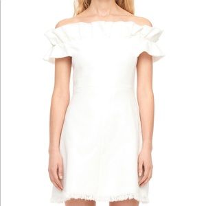 Rebecca Taylor White Off-the-shoulder Fringe Dress
